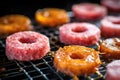 closeup of raw donuts ready for deep frying