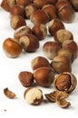 Closeup raw hazelnuts white isolated Royalty Free Stock Photo