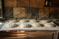 Closeup of raw pieces of dough before fermentation and baking process Royalty Free Stock Photo