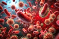 Microbes. Realistic rendering of bacteria - in red colors Royalty Free Stock Photo