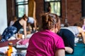 Diverse group of people in yoga class. Royalty Free Stock Photo