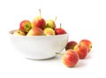 Closeup red apple on white bowl with white background, fruit healthy concept Royalty Free Stock Photo