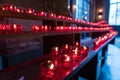 Red candles in Frankfurt dom church, germany Royalty Free Stock Photo