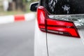 Closeup Red car taillights look modern luxury Royalty Free Stock Photo