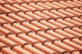 Closeup of the red clay roof tiles Royalty Free Stock Photo
