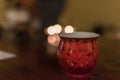 Closeup of a red decorated porcelain cup for Chinese tea Royalty Free Stock Photo