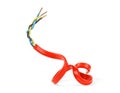 Closeup of red electric cable on white background Royalty Free Stock Photo