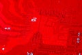 Closeup of red electronic motherboard circuit with processor Royalty Free Stock Photo