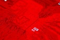 Closeup of red electronic motherboard circuit with processor Royalty Free Stock Photo