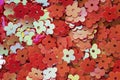 Closeup of red floral decorative papers closeup