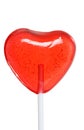 Closeup red heart candy lollipop