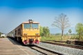 Closeup of Red orange train, Diesel locomotive