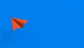 Red paper plane on blue background - goal and motivation Royalty Free Stock Photo