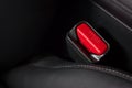 Closeup of Red Safety Belt Lock Button Royalty Free Stock Photo