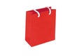 Closeup of red shopping paper bag isolated on a white background Royalty Free Stock Photo