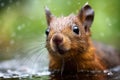 closeup of a red squirrels watery eye Royalty Free Stock Photo