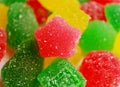 Closeup Red Star Shaped Fruity Flavor Sugar Coated Jelly Soft Candy on Candies Pile Royalty Free Stock Photo