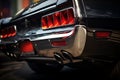 Closeup red tail lights of retro vintage sports car. Generative AI Royalty Free Stock Photo