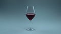 Closeup red wine drop falling glass. Rose tipple splashing inside clean goblet