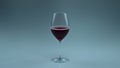 Closeup red wine drop falling glass. Rose tipple splashing inside clean goblet