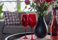 Closeup of red wine glasses for Valentines Day Royalty Free Stock Photo