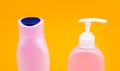 Closeup refillable liquid containers for toiletry and cosmetic products packing, bottles