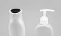 Closeup refillable liquid containers for toiletry and cosmetic products packing, bottles