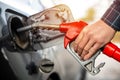 Closeup refuel gasoline in gas-station Royalty Free Stock Photo