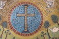Closeup of religious mosaics on the walls of Sant\'Apollinare in Classe at Ravenna, Italy