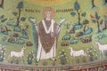 Closeup of religious mosaics on the walls of Sant\'Apollinare in Classe at Ravenna, Italy