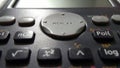 Closeup of Replay button of Casio FX-82MS Non-Programmable Scientific Calculator