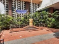 Closeup of Republic of India four face lion statue and the Lokayukta Office at MS Building, near Vidhana Soudha, Bengaluru