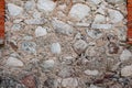 Closeup of retaining wall made of stones and boulders. Royalty Free Stock Photo