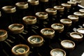 Closeup of retro antique typewriter keys. Content marketing.