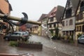 retro fountain in the famous village of Bergheim in France