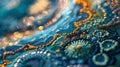 closeup reveals the intricate beading and embellishments on a digitally embroidered fabric piece. The image showcases