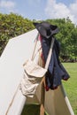 Closeup of Revolutionary War Encampment and Equipment