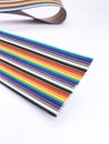 closeup ribbon cable or coded flat cable isolated on white background Royalty Free Stock Photo