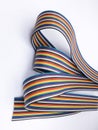 closeup ribbon cable or coded flat cable isolated on white background Royalty Free Stock Photo