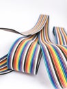 closeup ribbon cable or coded flat cable isolated on white background Royalty Free Stock Photo