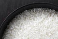 Closeup rice in black wok