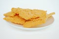 Closeup of Rice CracKer with Flossy Pork