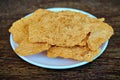 Closeup of Rice CracKer with Flossy Pork