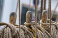 Closeup Of Rigging Ropes Of Tall Ships