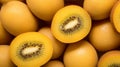 Closeup ripe golden kiwi fruit on wooden background. Healthy fruits concept. Generative Ai