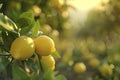 Fresh Lemons on Tree with Sunlight Royalty Free Stock Photo