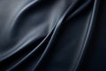 Closeup of rippled black blank elegant luxury satin fabric texture background,mockup for design Royalty Free Stock Photo