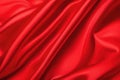 Closeup of rippled red silk satin fabric. Royalty Free Stock Photo