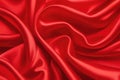 Closeup of rippled red silk satin fabric. Royalty Free Stock Photo