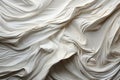 Closeup of rippled white silk fabric, abstract background. ia generative Royalty Free Stock Photo